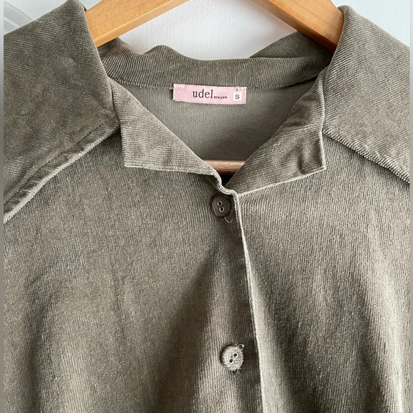 Udel Olive Green Midi / Knee Length Collared Micro Corduroy Dress Size Small - Picture 5 of 9